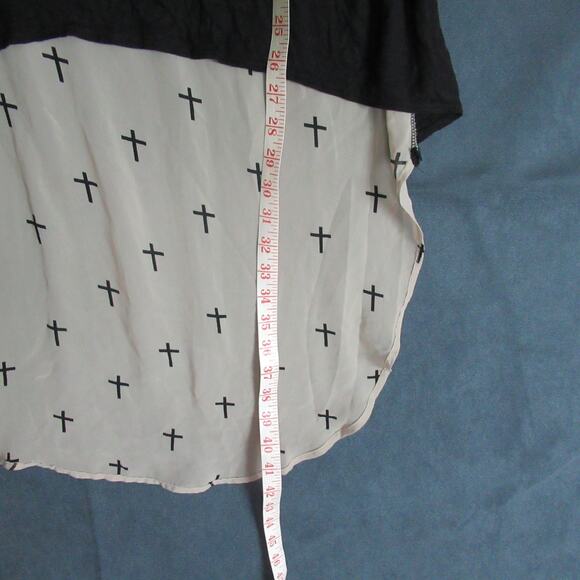 Mauve Top Womens XL Black Tan Cross Grommets Tank Gothic Vamp Emo Blouse Y2K - Picture 6 of 10